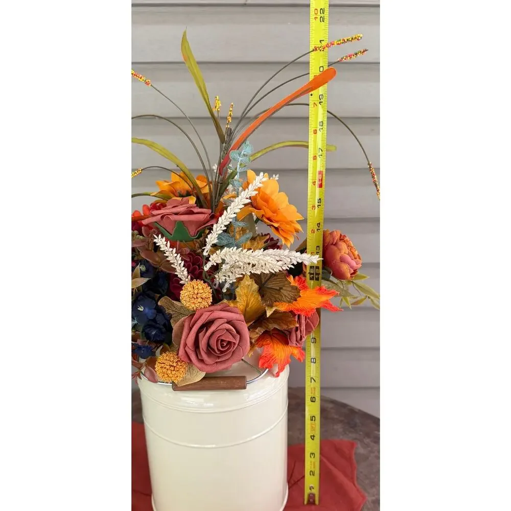 IKEA SOCKER Discontinued Milk Can Vase Fall Floral Arrangement Leaf Mat 3pc Set